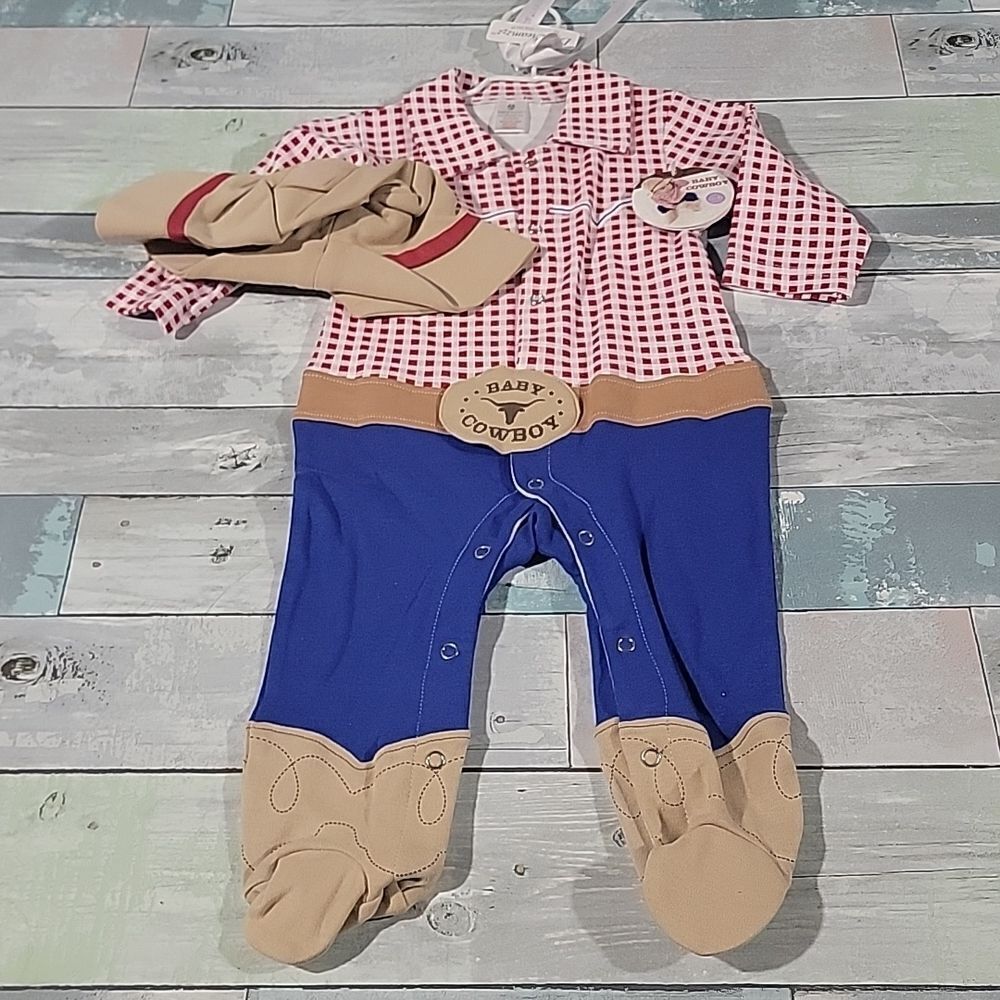 BABY Aspen Big Dreamzzz Baby Cowboy Outfit Super Cute Plaid size 0 to 6 Months